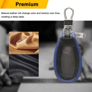 VSLIH Universal Genuine Leather Key Case Car Smart fob Cover Keychain for Remote Key Fob (Black-blue)