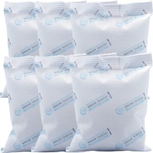 wisesorb 6pcs 100 gram silica gel packets, white dessicant beads packets for storage, pure and safe silica gel desiccant packs, moisture absorber silica gel beads packs for moisture control