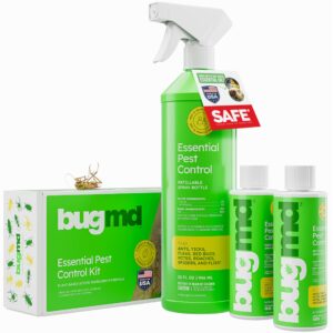 bugmd ant killer & bug spray - roach and cockroach killer indoor, spider and flea spray for home, fly and insect defense, natural, safe with essential oils, plant-powered, pest control - starter kit