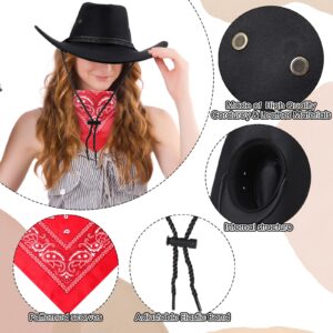 Coume 30 Pcs Cowboy Hat Bulk Western Cowboy Hat Paisley Bandanna Set Cowgirl Accessories Fancy Dress Party Supplies for Women Men (Classic Style, Black Brown),One Size