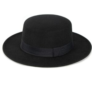 women-pork-pie-wide-brim-hat - wide-brim-fedora-hat with band-lady-panamahats trilby-cap-autumn-winter-black