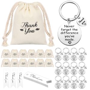 yinkin 36 pcs employee appreciation gift for coworker thank you gifts bulk keychain with drawstring bags and cards(white)