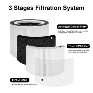 GoKBNY 2-Pack H06 True HEPA Replacement Filter, Compatible with HIMOX Purifier H06/Afloia Gala Purifier/Compass Home Small Room Purifier, 3-in-1 HEPA Filters