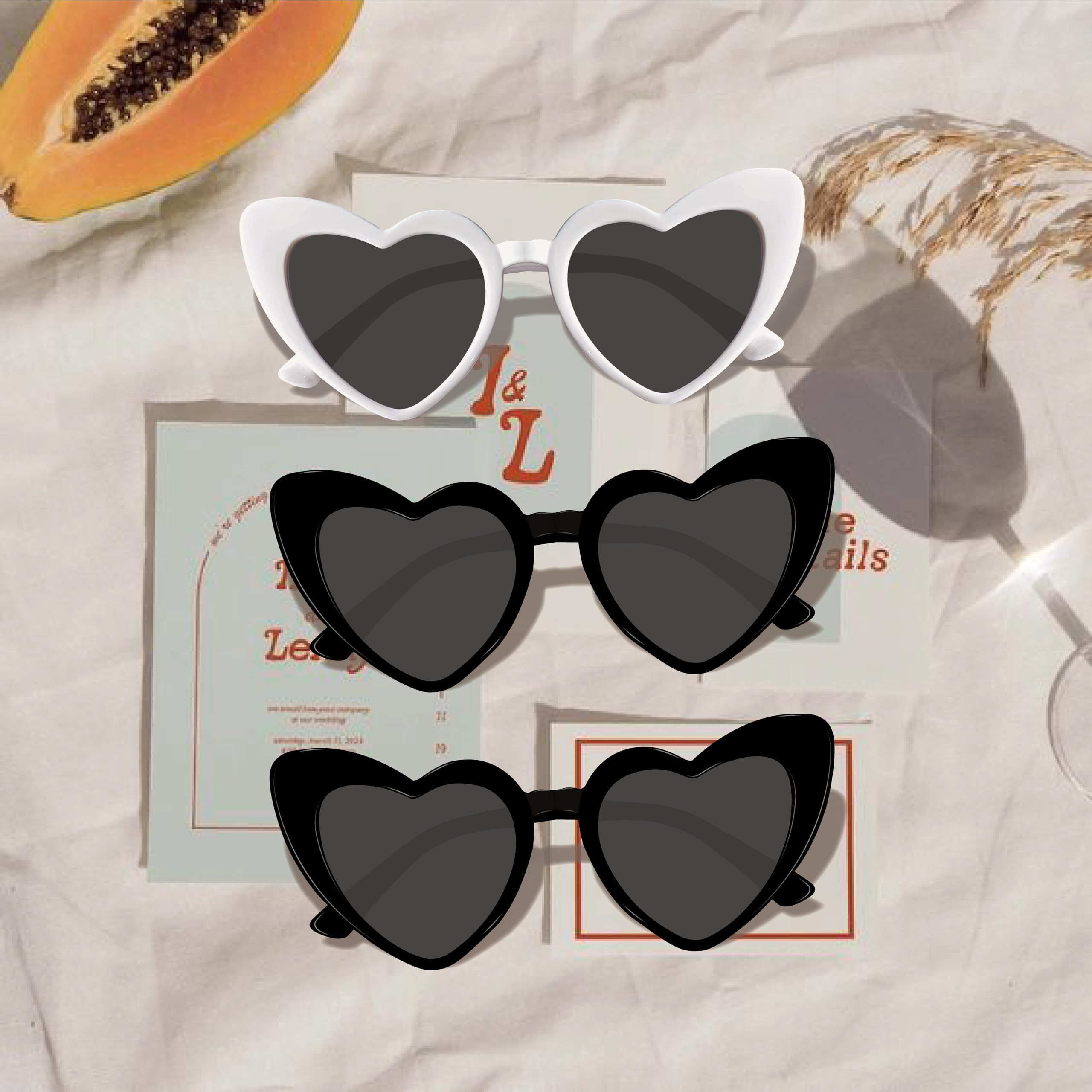 PartyGifts&beyond Bachelorette Sunglasses Heart Sunglasses 10 Packs Bride Squad and Bride Sunglasses for Bachelorette Party Wedding Bridesmaid Gifts(Black)