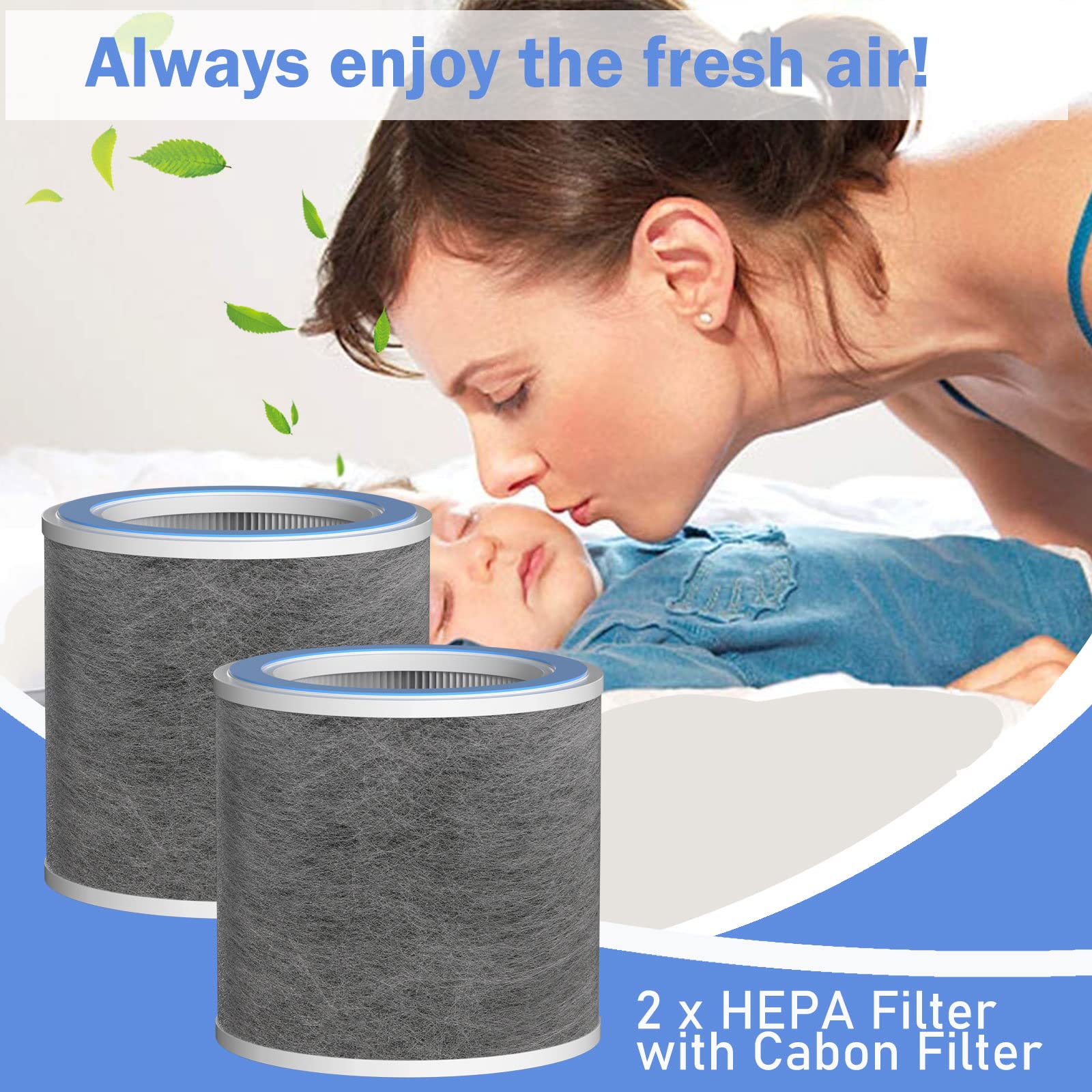 HP102 True HEPA Replacement Filter Compatible with Shark HP102 & HP102PET & HC452 & HP132 & HC450 & HC451 & HC455, True HEPA for 99.97% of Particles, Compare Part #HE1FKPET, HE1FKBAS, 2 Pack