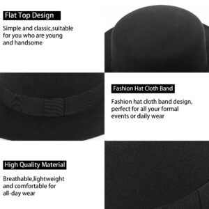 Women-Pork-Pie-Wide-Brim-Hat - Wide-Brim-Fedora-Hat with Band-Lady-PanamaHats Trilby-Cap-Autumn-Winter-Black