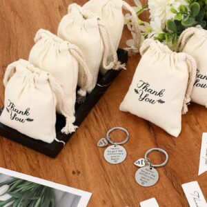 Yinkin 36 Pcs Employee Appreciation Gift for Coworker Thank You Gifts Bulk Keychain with Drawstring Bags and Cards(White)