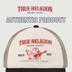 True Religion Kids Hat with Buddah Logo, 5 Panel Cotton Twill, Adjustable Baseball Cap, Black, One Size