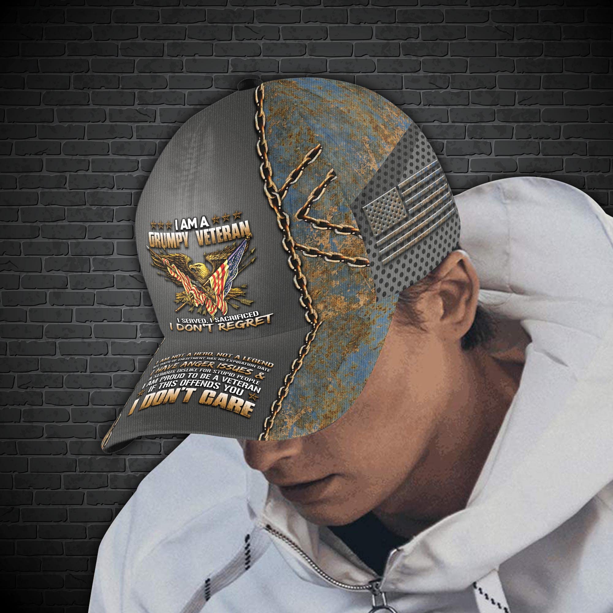 V VIBEPY Veteran Cap, Vietnam Veteran Cap, Veteran Gift, Soldier Cap, Veteran Day Gift, Veteran Cap, Veteran Hat, Veterans Hat, Us Veteran Baseball Cap, Memories Cap, Bald Eagle All Over Printed Cap