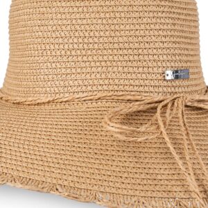 Jessica Simpson Womens Wide Brim Straw Hat, Tan, One Size