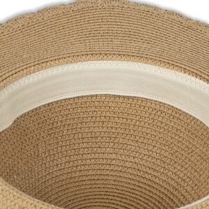 Jessica Simpson Womens Wide Brim Straw Hat, Tan, One Size