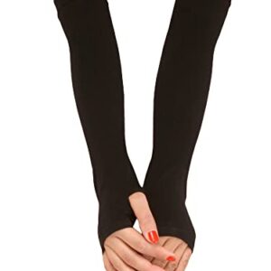 Verdusa Women's Arm Warmers Long Fingerless Gloves Black Thin one-size