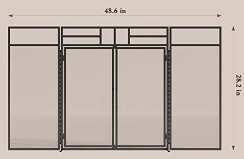 Fire Beauty 3-Panel Folding Fireplace Screen with Magnetic Hinged Doors, Solid Wrought Iron Panels Fire Spark Guard