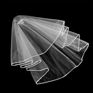 Bridal Veil Women's Simple Tulle Short Lace Wedding Veil Ribbon Edge with Comb for Wedding Bachelorette Party Decorations Bridal Shower, Bride To Be Gift