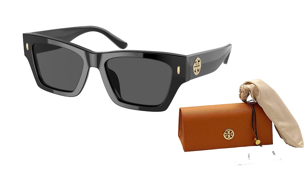 Tory Burch TY7169U 170987 52MM Black/Solid Grey Rectangular Sunglasses for Women + BUNDLE With Designer iWear Eyewear Kit