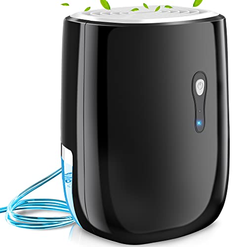 Dehumidifiers for Home,Posdry 27 OZ(800ml) Small Auto Shut off Dehumidifiers with Drain Hose,Portable Ultra Quiet Mini Dehumidifiers for Basement,Bathroom, Bedroom, Garage, RV(260Sq.Ft)