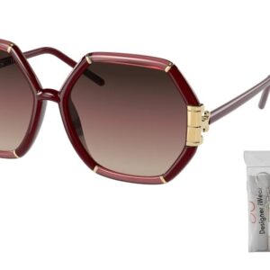 Tory Burch TY9072U 1901E2 58MM Transparent Bordeaux/Bordeaux/Bordeaux Grey Gradient Square Sunglasses for Women + BUNDLE With Designer iWear Eyewear Kit