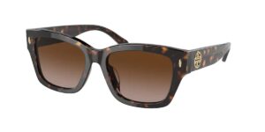 tory burch ty7167 172813 53mm dark tortoise/brown gradient rectangular sunglasses for women + bundle with designer iwear eyewear kit