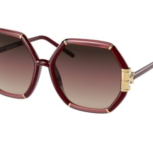 Tory Burch TY9072U 1901E2 58MM Transparent Bordeaux/Bordeaux/Bordeaux Grey Gradient Square Sunglasses for Women + BUNDLE With Designer iWear Eyewear Kit