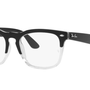 Ray-Ban RX4487V Steve Square Prescription Eyewear Frames, Black on Transparent/Demo Lens, 54 mm