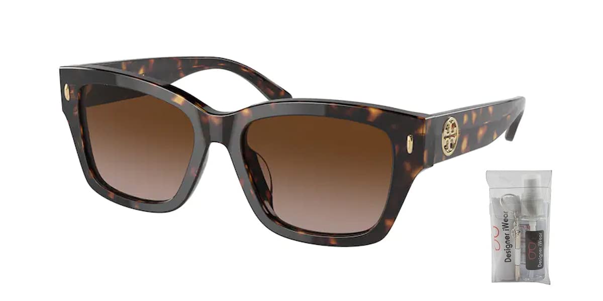 Tory Burch TY7167 172813 53MM Dark Tortoise/Brown Gradient Rectangular Sunglasses for Women + BUNDLE With Designer iWear Eyewear Kit