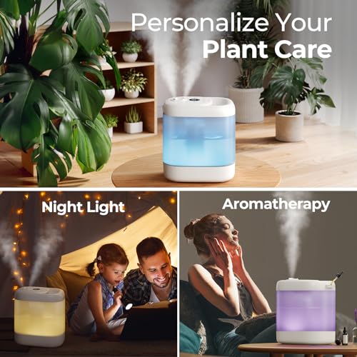 Homvana Humidifiers for Bedroom, 5L Super Easy to Clean Top Fill Auto Adapt Cool Mist Humidifier for Bedroom Plants Baby Kids for Home (Never Leaking Design), Quiet 40H Runtime, Essential Oil Diffuser