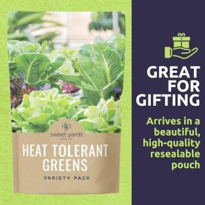 Hot Weather Lettuce and Greens Vegetable Seeds Organic Variety Pack - Non-GMO USDA Certified Organic Open Pollinated Heirloom USA Seed Packets