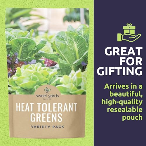 Hot Weather Lettuce and Greens Vegetable Seeds Organic Variety Pack - Non-GMO USDA Certified Organic Open Pollinated Heirloom USA Seed Packets