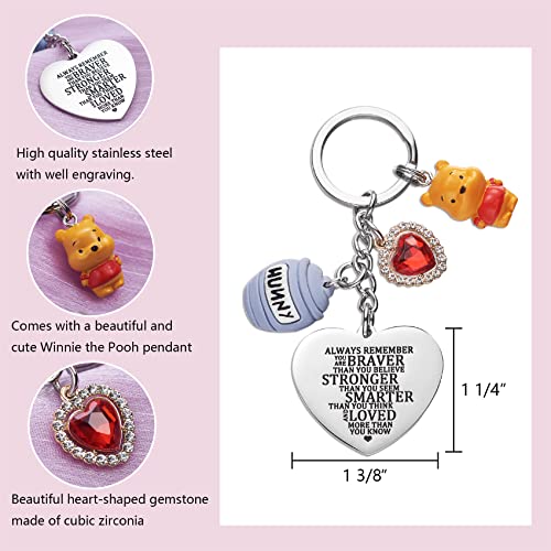 Melix Home Pooh Bear Stuff Keychain Inspirational Gifts You Are Braver Than You Believe Friendship Gift Pooh Bear Keychains