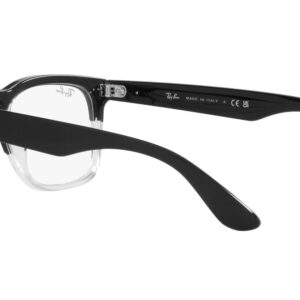 Ray-Ban RX4487V Steve Square Prescription Eyewear Frames, Black on Transparent/Demo Lens, 54 mm