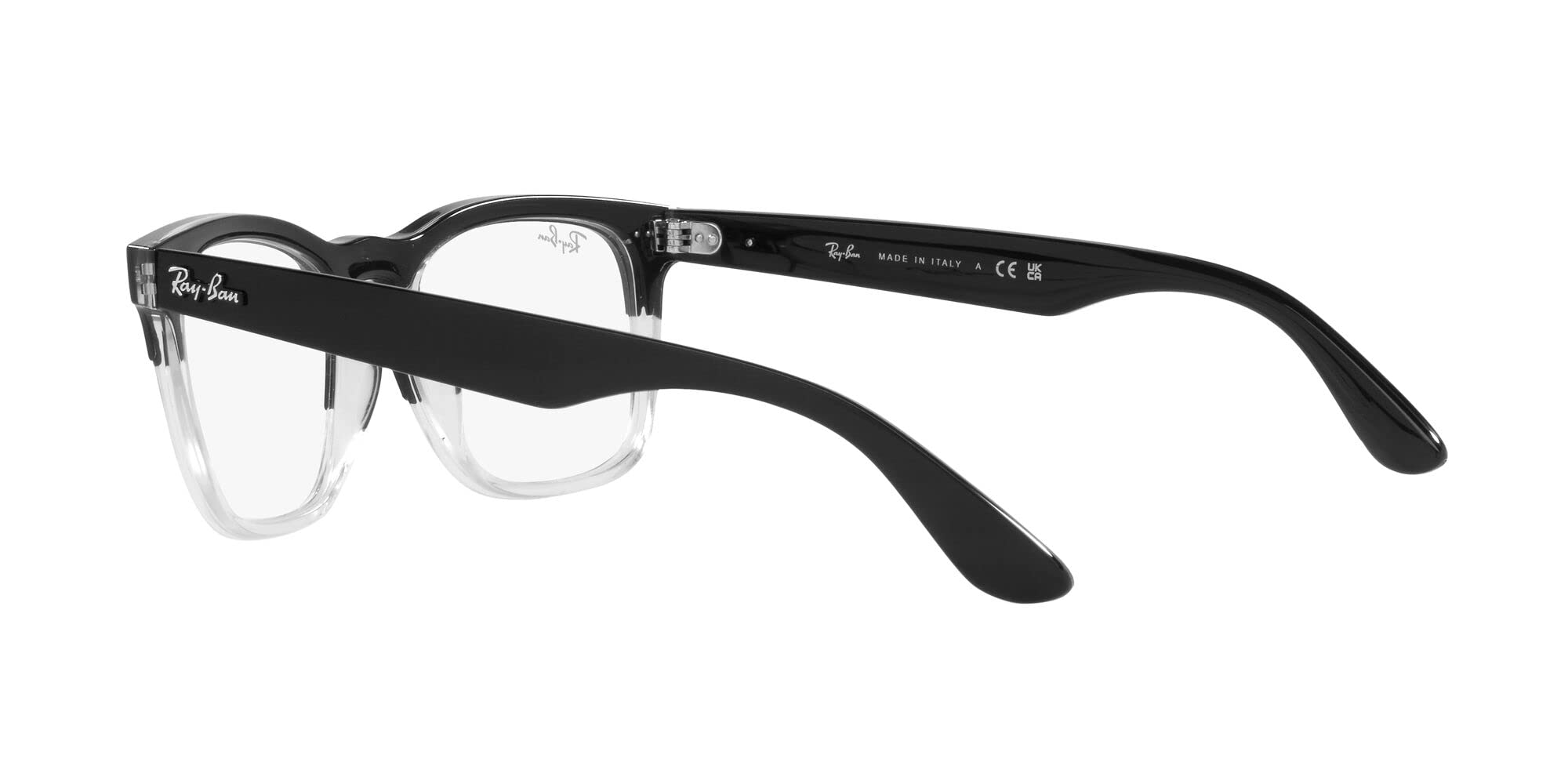 Ray-Ban RX4487V Steve Square Prescription Eyewear Frames, Black on Transparent/Demo Lens, 54 mm