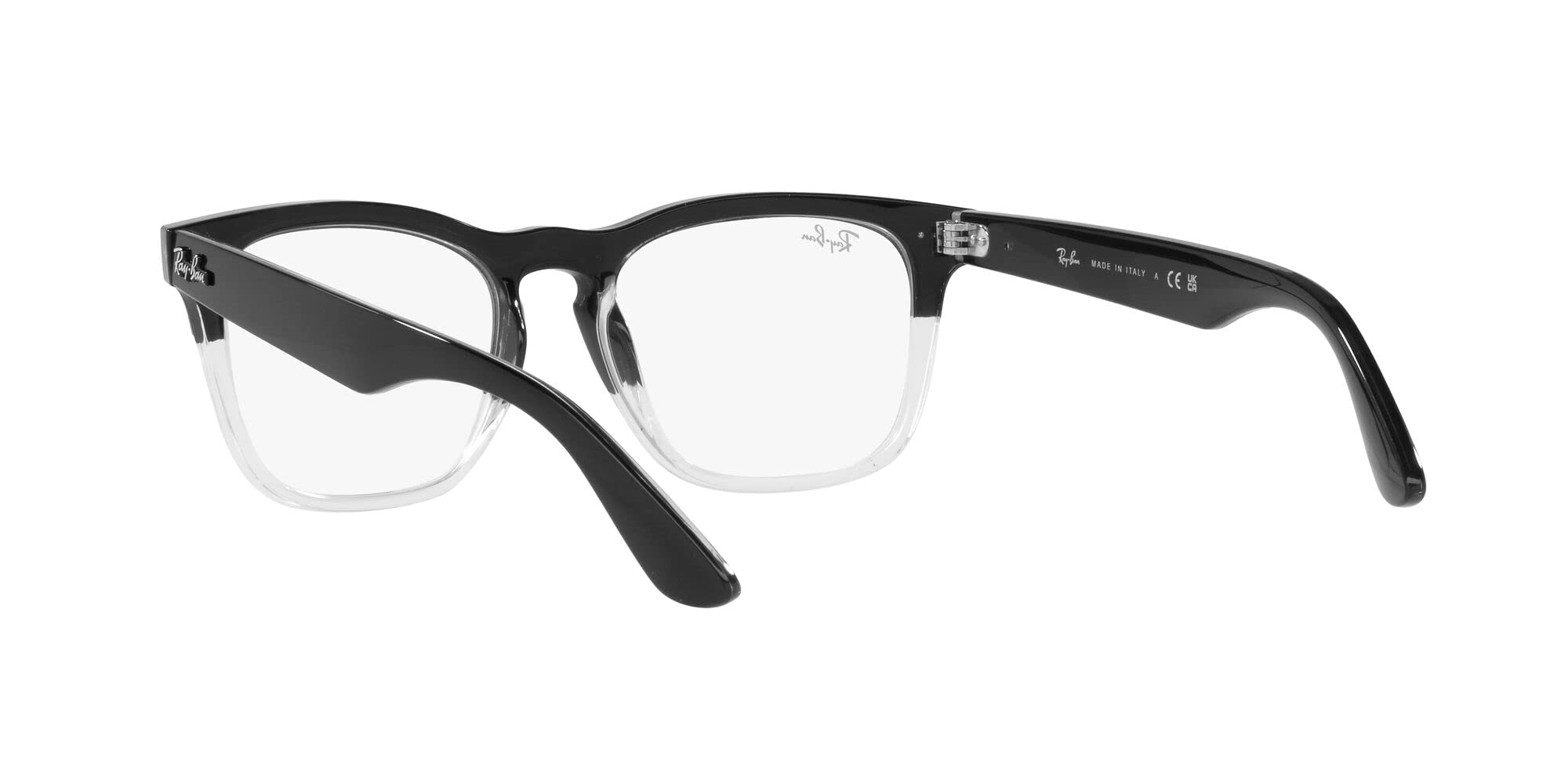 Ray-Ban RX4487V Steve Square Prescription Eyewear Frames, Black on Transparent/Demo Lens, 54 mm