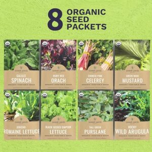 Hot Weather Lettuce and Greens Vegetable Seeds Organic Variety Pack - Non-GMO USDA Certified Organic Open Pollinated Heirloom USA Seed Packets