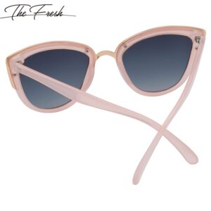 The Fresh Polarized Cat Eye Designer Retro Vintage Sunglasses FR17264P (Pink Orange, Grey Gradient)