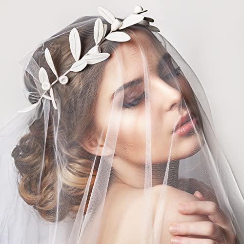 Bridal Veil Women's Simple Tulle Short Lace Wedding Veil Ribbon Edge with Comb for Wedding Bachelorette Party Decorations Bridal Shower, Bride To Be Gift