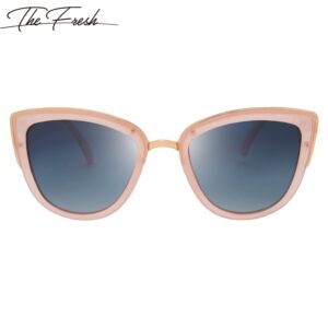 The Fresh Polarized Cat Eye Designer Retro Vintage Sunglasses FR17264P (Pink Orange, Grey Gradient)