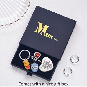 Melix Home Pooh Bear Stuff Keychain Inspirational Gifts You Are Braver Than You Believe Friendship Gift Pooh Bear Keychains