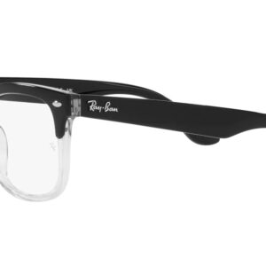 Ray-Ban RX4487V Steve Square Prescription Eyewear Frames, Black on Transparent/Demo Lens, 54 mm