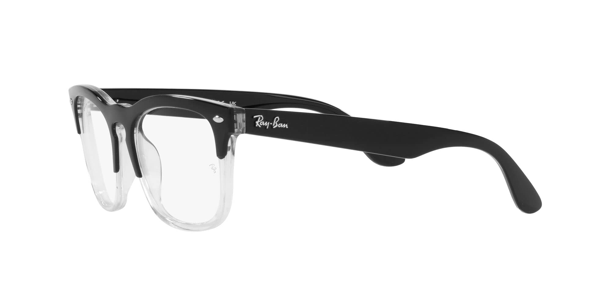 Ray-Ban RX4487V Steve Square Prescription Eyewear Frames, Black on Transparent/Demo Lens, 54 mm