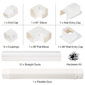 Kalkehay 3" W x 16.1Ft L Line Set Cover Kit for Ductless Mini Split Air Conditioners, PVC Decorative Cover for Central AC and Heat Pump Systems Tubing Cover