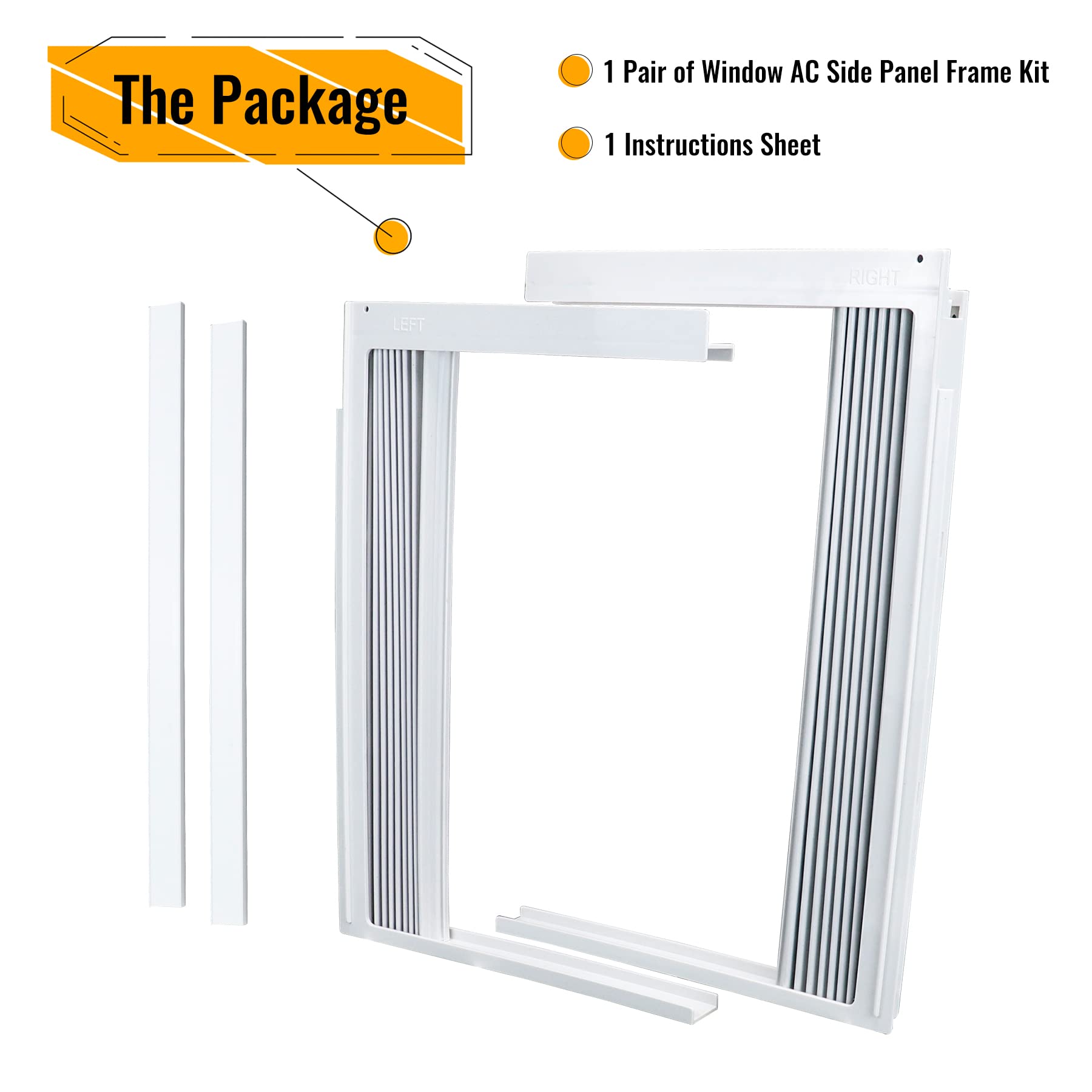 LBG Products Window Air Conditioner Side Panel and Frame Set,AC Accordion Filler Kit,Fits Most 10000BTU Window Air Conditioners