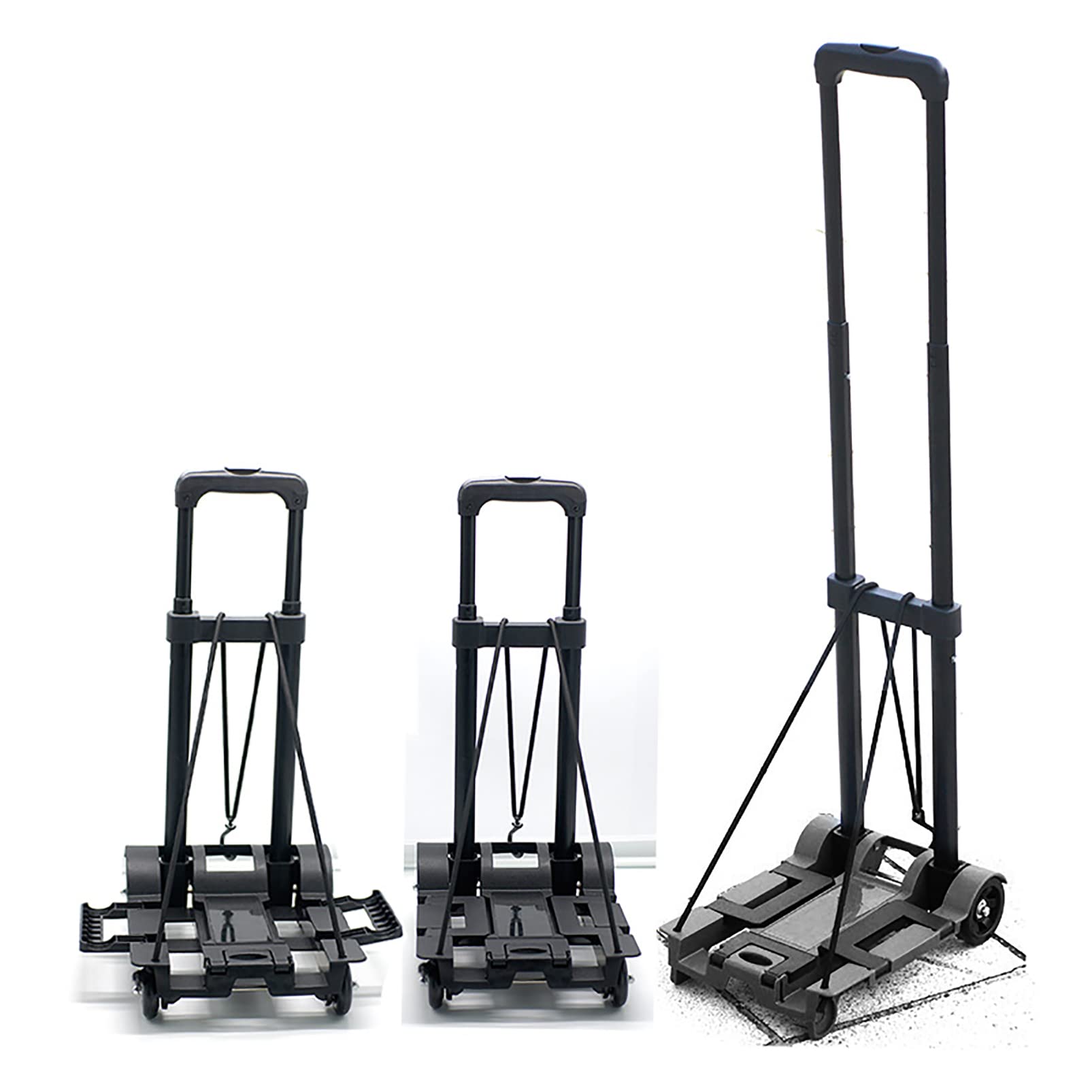 Foldable Plastic Folding Cart Lightweight Folding Shopping Trolley Mini Luggage Hand Truck for Travel Shopping Moving Office Use (2-Wheels)