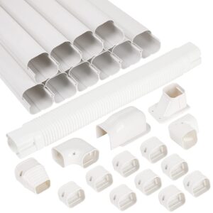 kalkehay 3" w x 16.1ft l line set cover kit for ductless mini split air conditioners, pvc decorative cover for central ac and heat pump systems tubing cover