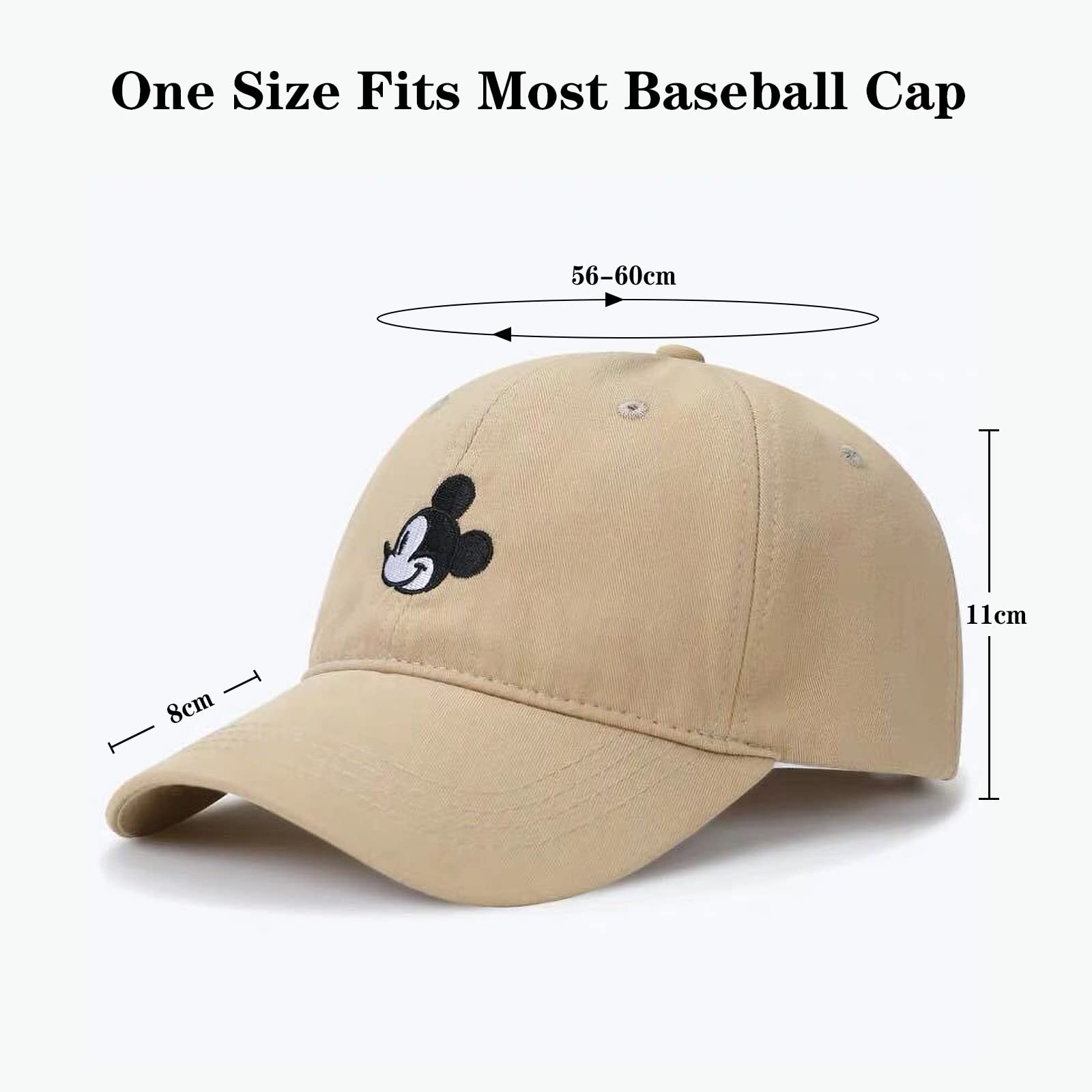 Cartoon Baseball Cap Embroidery and Printing Sun Hats Men Women Hip Hop Baseball Hat for Outdoor Sports Decoration (Khaki)