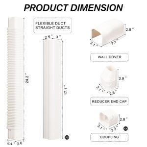 BEWAVE 3" 10 Ft AC Line Cover Kit, Decorative PVC Tubing Cover Kit for Mini Split Air Conditioners and Heat Pumps