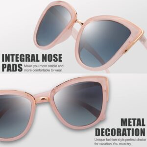 The Fresh Polarized Cat Eye Designer Retro Vintage Sunglasses FR17264P (Pink Orange, Grey Gradient)