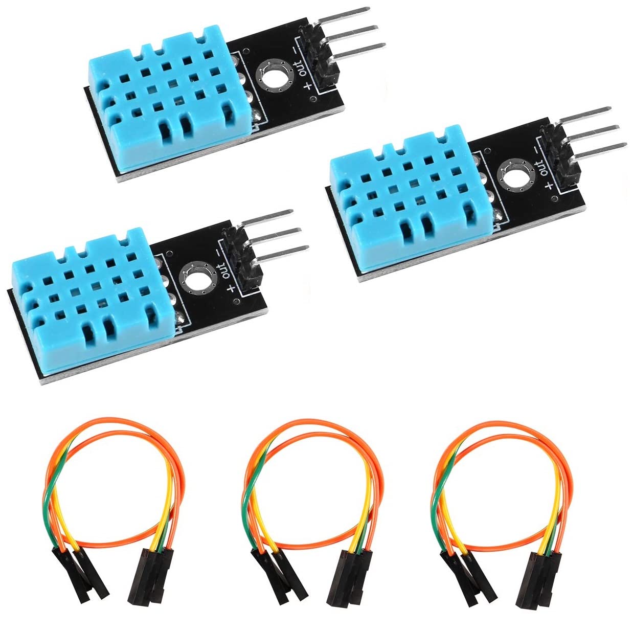 WWZMDiB DHT11 Temperature and Humidity Sensor 3.3V-5V Humidity Measure 20%-95% Temperature Measure 0-50℃ for arduino (3Pcs DHT11)