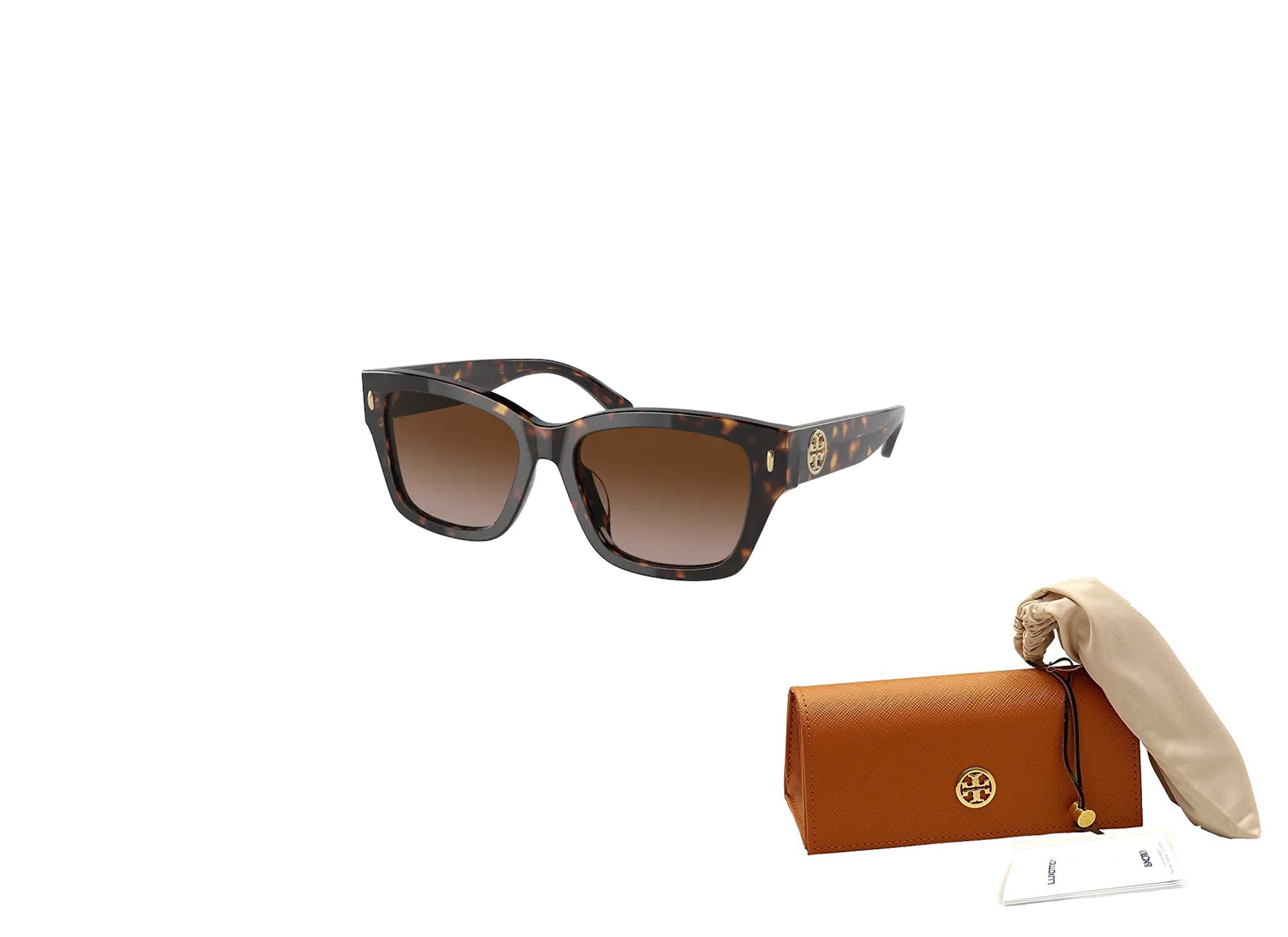 Tory Burch TY7167 172813 53MM Dark Tortoise/Brown Gradient Rectangular Sunglasses for Women + BUNDLE With Designer iWear Eyewear Kit