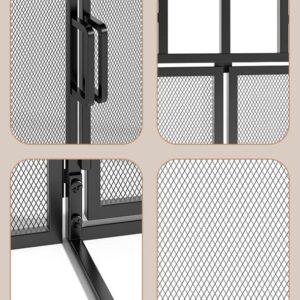 Fire Beauty 3-Panel Folding Fireplace Screen with Magnetic Hinged Doors, Solid Wrought Iron Panels Fire Spark Guard