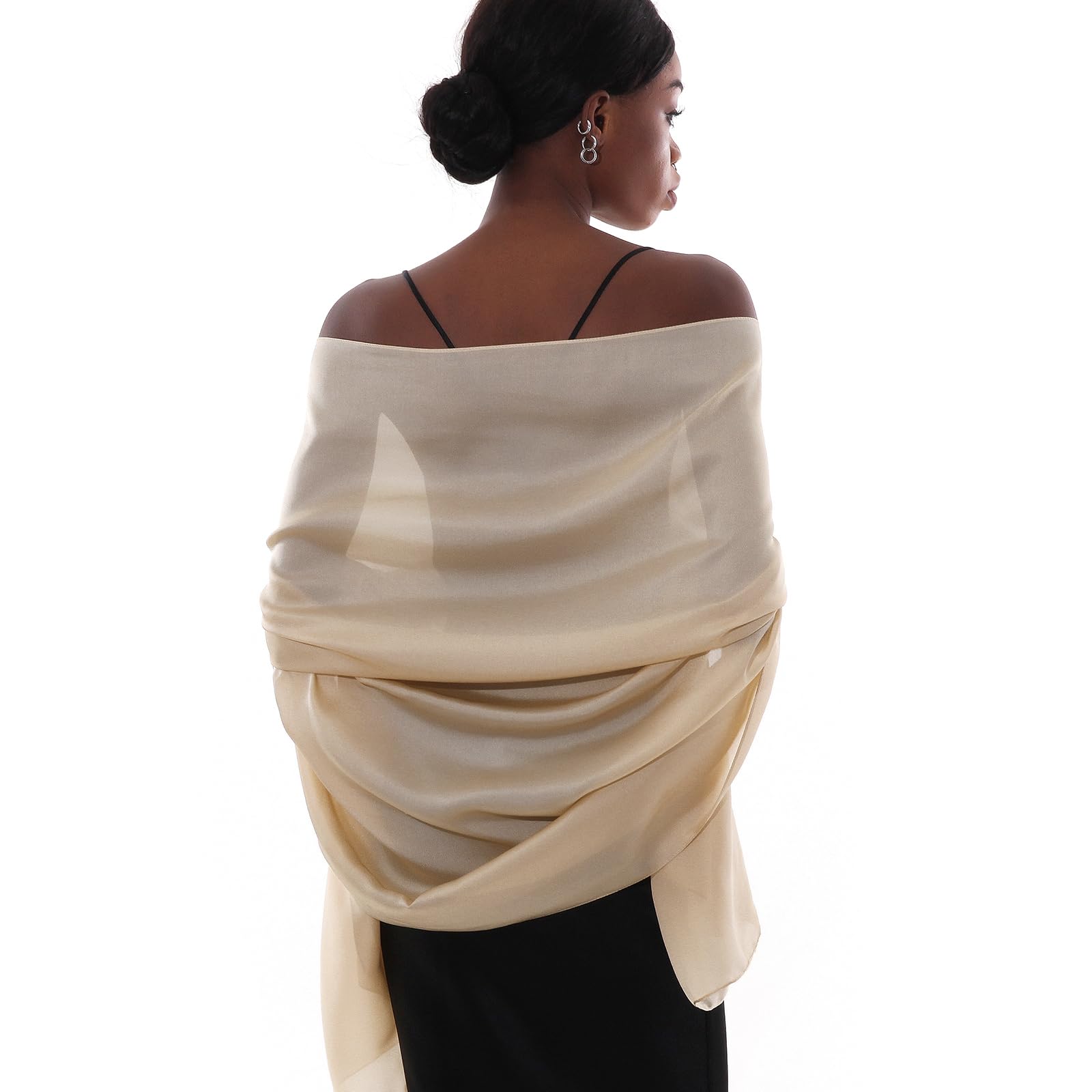 RUI VTRON Womens Beige Scarf Pashmina Shawls and Wraps for Evening Dresses Like chiffon Silk Scarf for Bridal Wedding